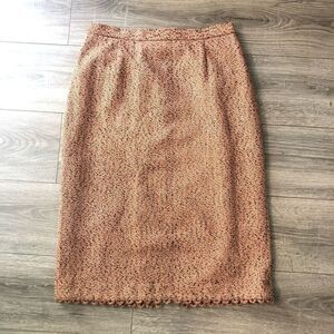 vintage wool blend tweed pencil skirt back slit brown size 14 lined fall